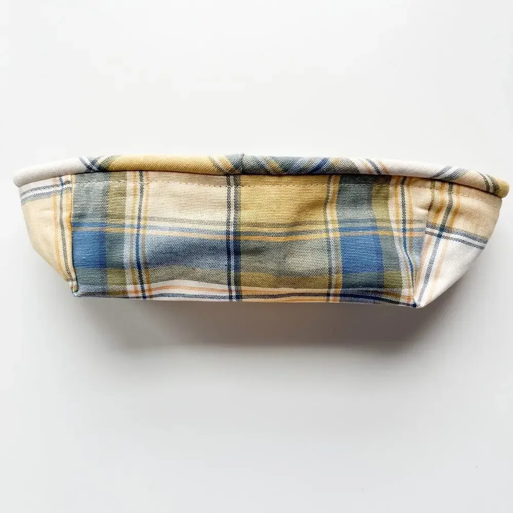 Longaberger‎ 2001 Bee Basket Fabric Liner Cornflower Plaid Yellow Blue